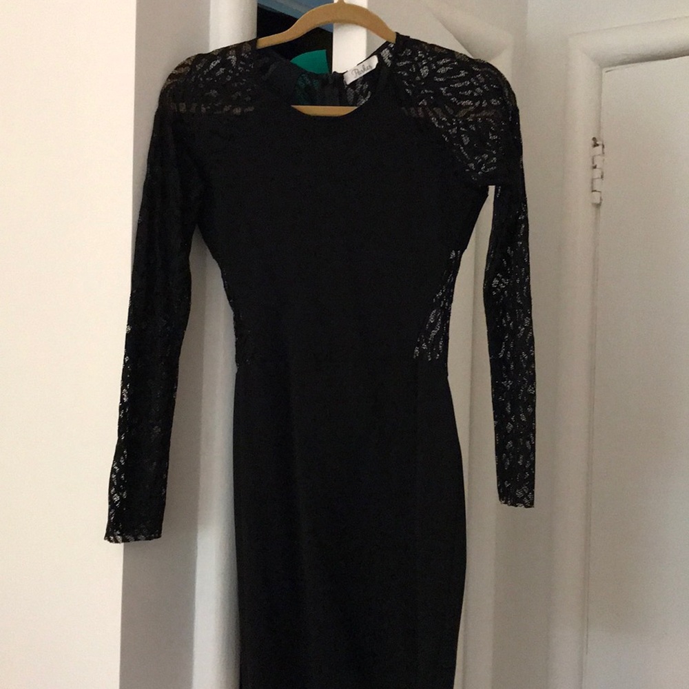 Parker black mini dress with lace detail size smal